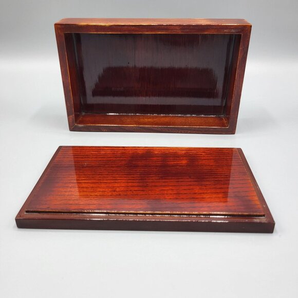 Vintage Asian Decorative Wooden Trinket Box Metal Inlays with Lid - Picture 6 of 16